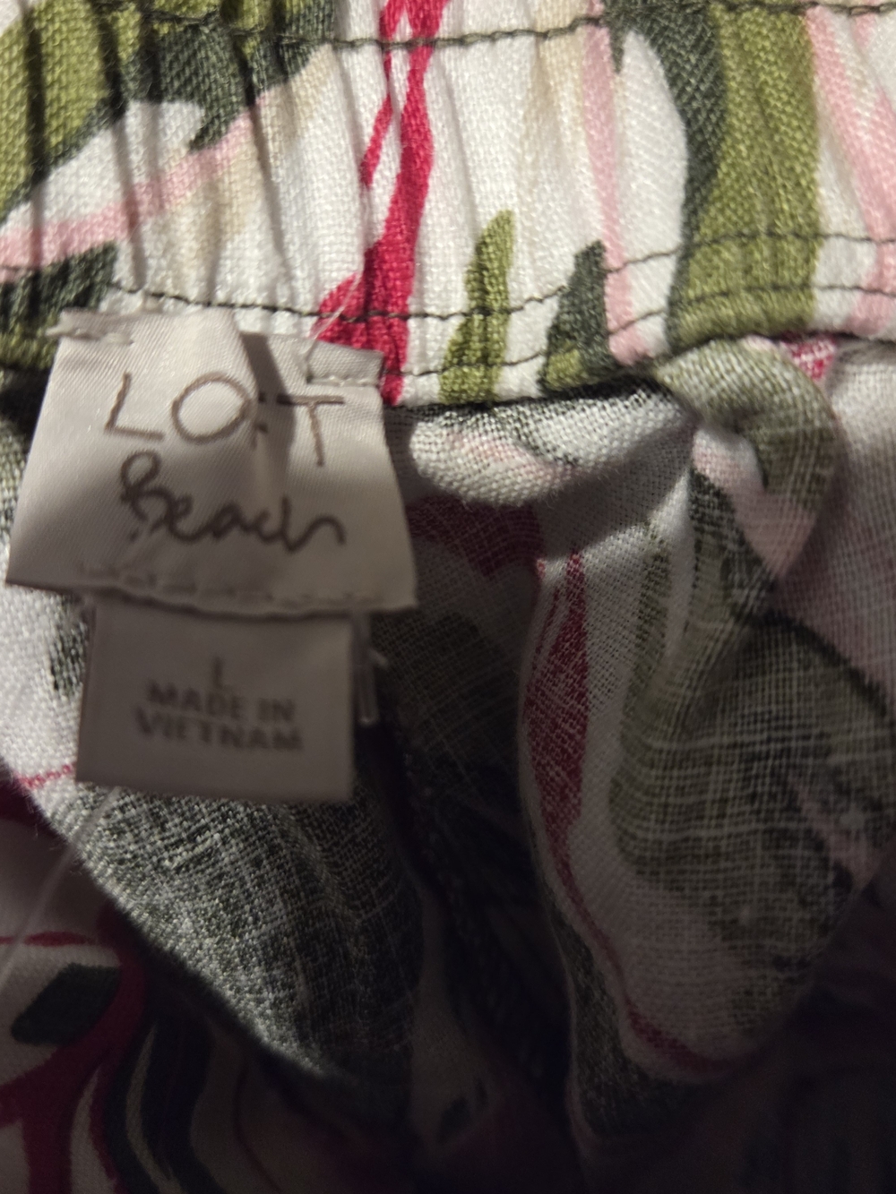 LOFT Wide-Leg Tropical Leaf Print Pants - Pink, Green & Yellow - Picture 3 of 4